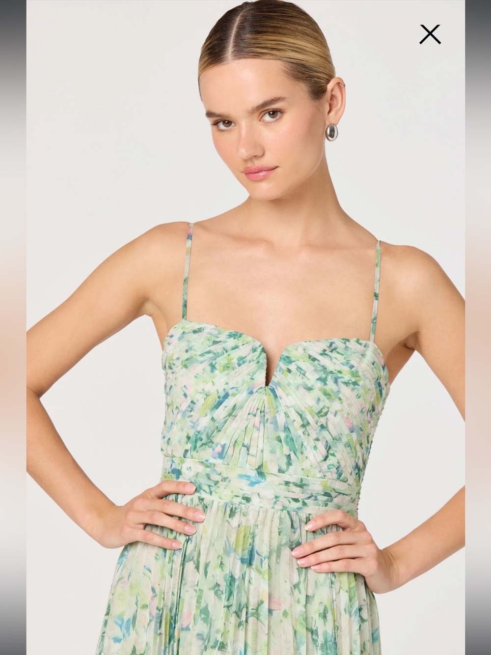 astra the lable bayley green floral pleated maxi summer sun dress size small NEW - Picture 5 of 11
